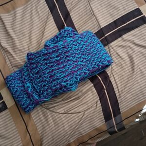 Vibrant Blue and Purple Knit Scarf